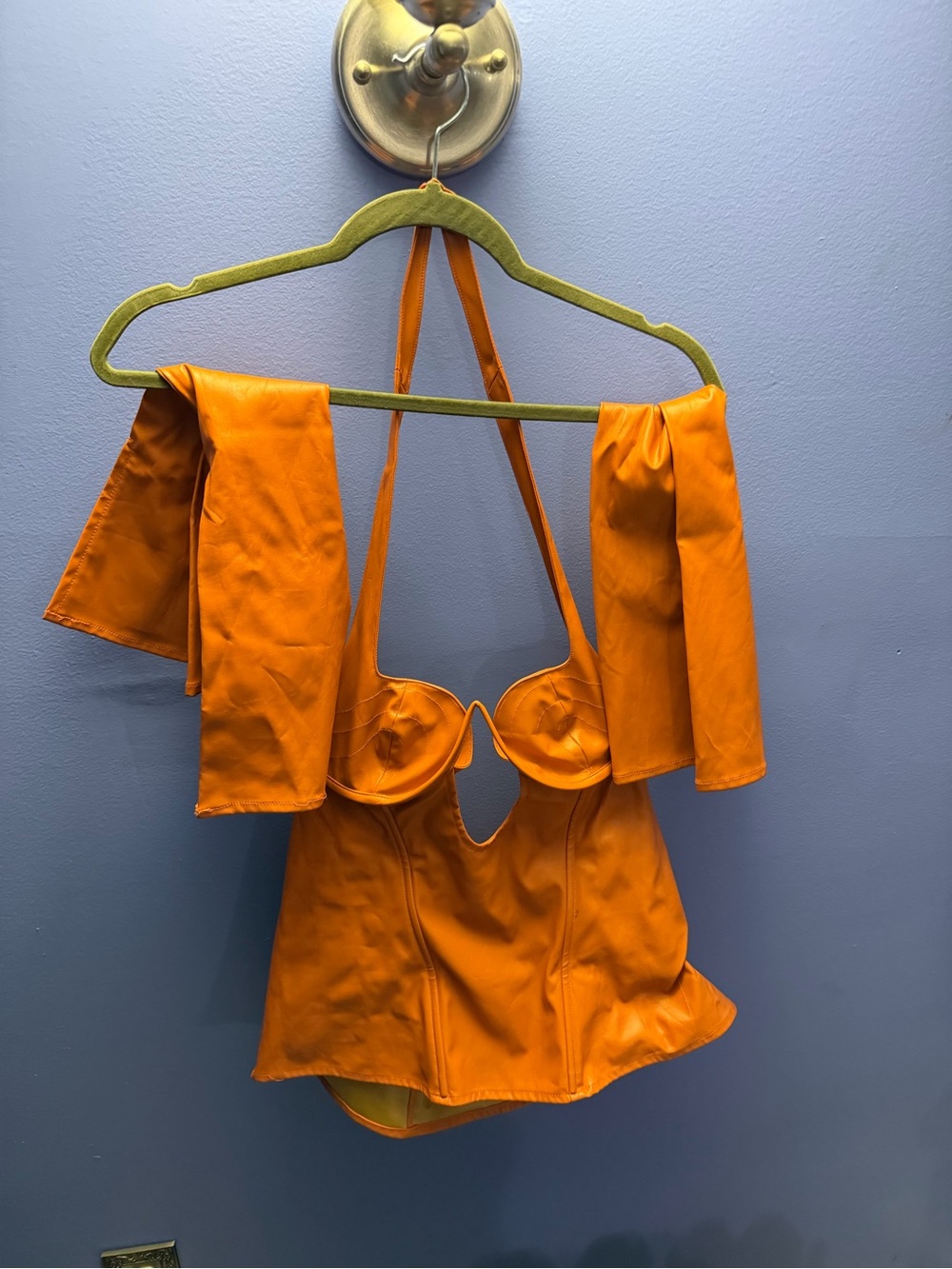 Super cute orange faux leather top